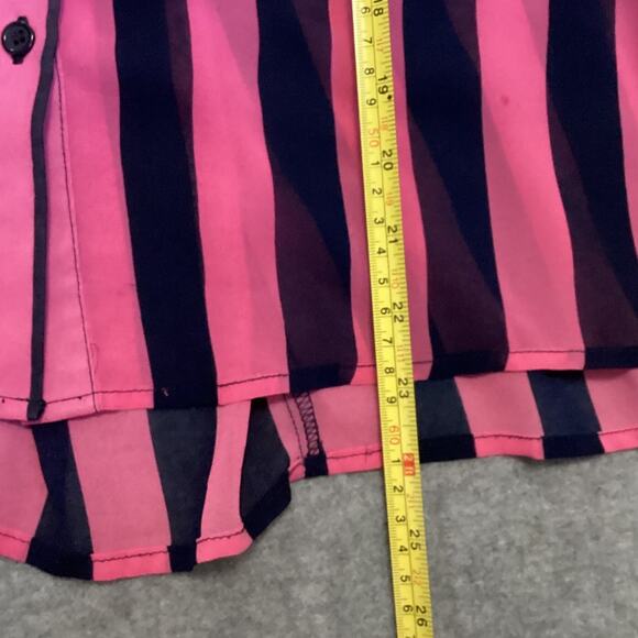 Vintage Sans Souci Sheer Stripe Blouse Button Front Batwing Dolman Sleeves Small - Picture 9 of 13